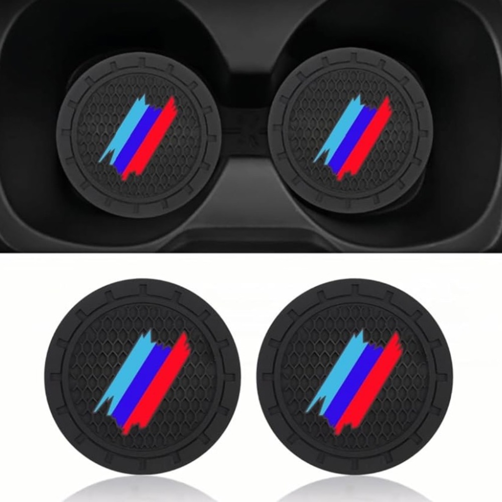 2 pcs Car Cup Holder Mat Pad Silicone Coasters for M series 3 color striped